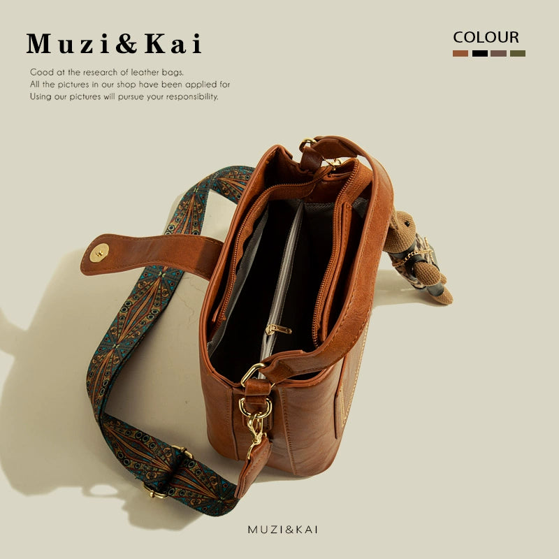 MuziKai Túi Xách Phong Cách Vintage Mùa Xuân, Túi Xách Nhỏ Độc Đáo 2025, Thiết Kế Thời Trang, Túi Xách Đeo Chéo Kiểu Xô