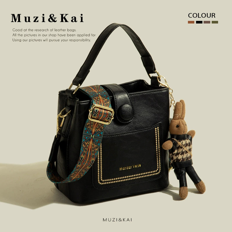 MuziKai Túi Xách Phong Cách Vintage Mùa Xuân, Túi Xách Nhỏ Độc Đáo 2025, Thiết Kế Thời Trang, Túi Xách Đeo Chéo Kiểu Xô