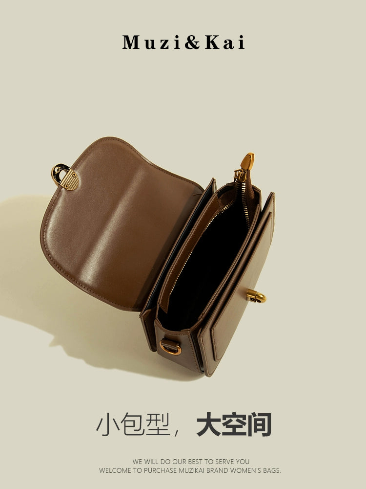 Túi xách MuziKai đơn giản, retro, chất liệu độc đáo, túi xách nữ mẫu mới 2025, dễ phối đồ, túi đeo chéo nhỏ hình vuông phù hợp đi làm