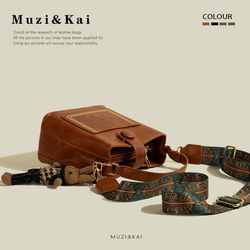 MuziKai Túi Xách Phong Cách Vintage Mùa Xuân, Túi Xách Nhỏ Độc Đáo 2025, Thiết Kế Thời Trang, Túi Xách Đeo Chéo Kiểu Xô
