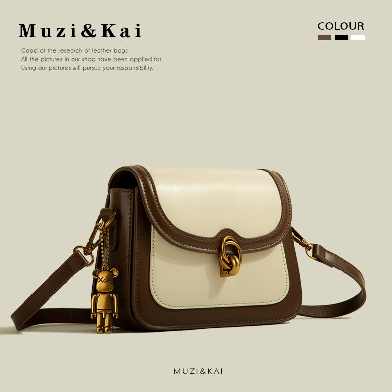 Túi xách MuziKai đơn giản, retro, chất liệu độc đáo, túi xách nữ mẫu mới 2025, dễ phối đồ, túi đeo chéo nhỏ hình vuông phù hợp đi làm