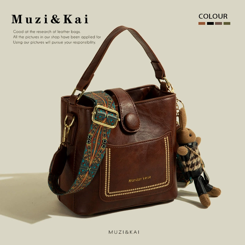MuziKai Túi Xách Phong Cách Vintage Mùa Xuân, Túi Xách Nhỏ Độc Đáo 2025, Thiết Kế Thời Trang, Túi Xách Đeo Chéo Kiểu Xô