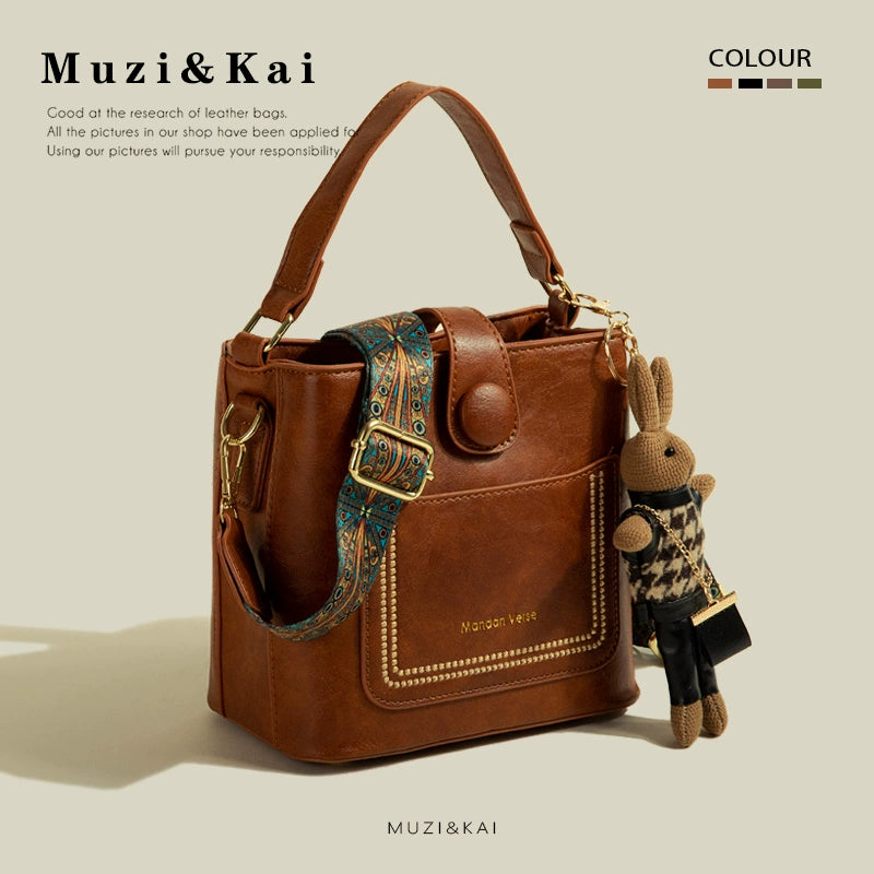 MuziKai Túi Xách Phong Cách Vintage Mùa Xuân, Túi Xách Nhỏ Độc Đáo 2025, Thiết Kế Thời Trang, Túi Xách Đeo Chéo Kiểu Xô