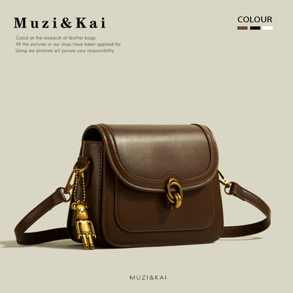 Túi xách MuziKai đơn giản, retro, chất liệu độc đáo, túi xách nữ mẫu mới 2025, dễ phối đồ, túi đeo chéo nhỏ hình vuông phù hợp đi làm
