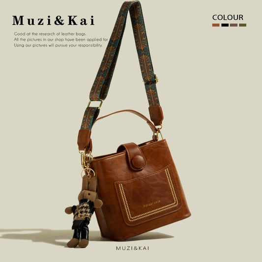 MuziKai Túi Xách Phong Cách Vintage Mùa Xuân, Túi Xách Nhỏ Độc Đáo 2025, Thiết Kế Thời Trang, Túi Xách Đeo Chéo Kiểu Xô